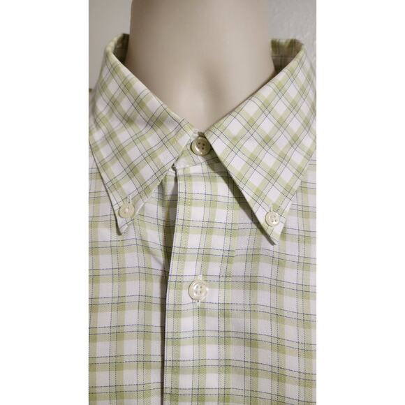 Brooks Brothers 346 LS Shirt Size XL Green & White Checkered Button Down Cotton - Picture 2 of 7